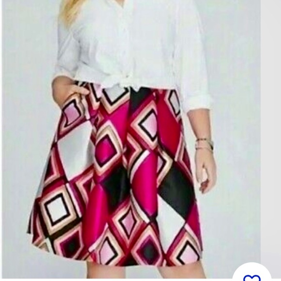 Lane Bryant women's fuchsia geometric diamond print skirt NWT size 26 - Picture 1 of 10